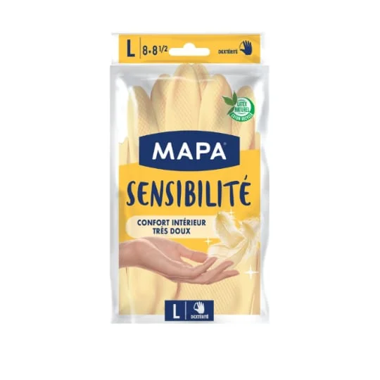 Gants latex protection satinée, taille L, 8-8 1/2