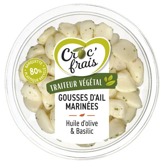 Gousses d'ail marinées huile d'olive et basilic