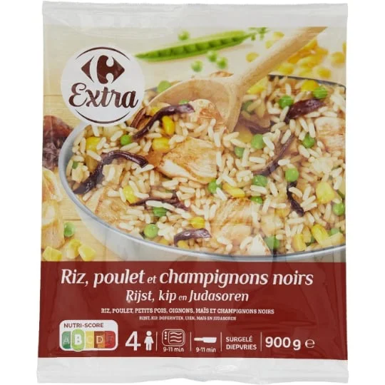 Plat cuisiné riz poulet champignons