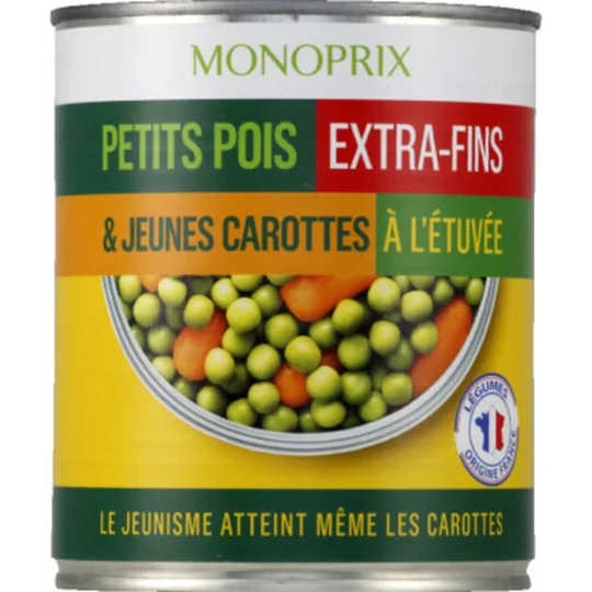Petits pois extra-fins & jeunes carottes à l'étuvée