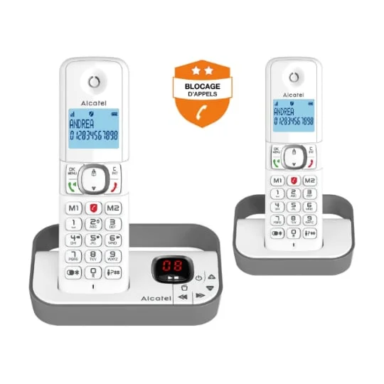 Téléphone fixe sans fil avec répondeur Duo F860 Voice - Gris