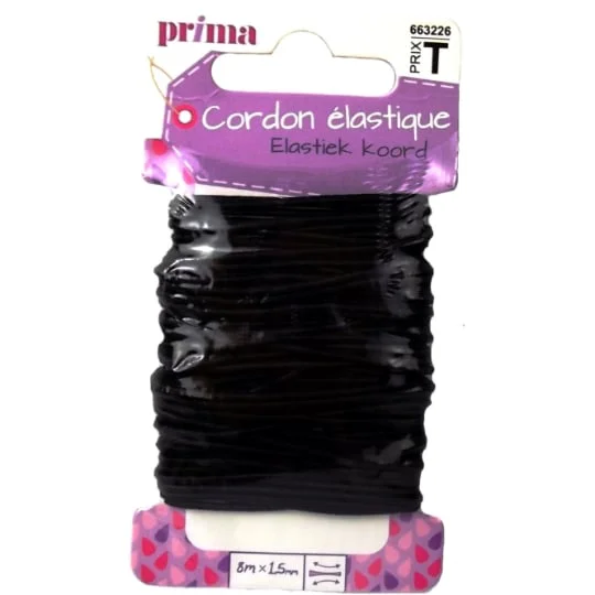 Elastique rond noir 8m x 1,5mm