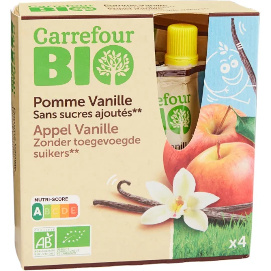 Compote bio pomme vanille s/sucres ajoutés