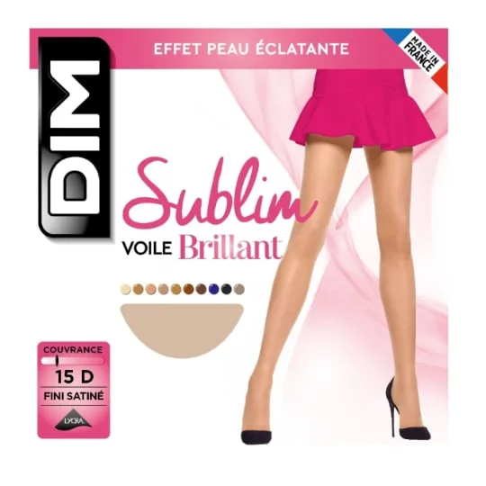 Collant femme voile transparent brillant 15D T1 Sublim