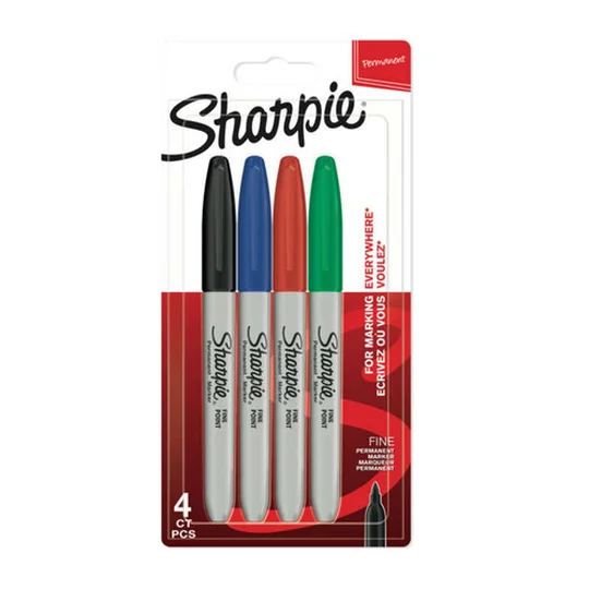 Shapie 4 Marqueurs Permanents, Pointes Fines