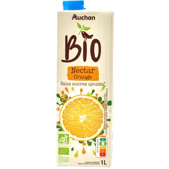 Nectar d'orange sans sucres ajoutés en brique