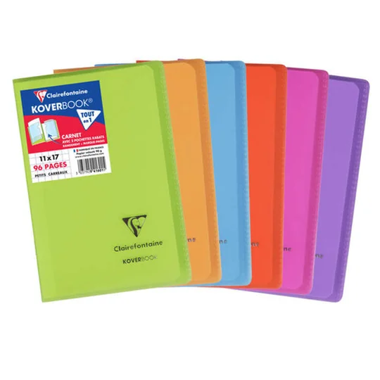 Carnet 11x17cm, petits carreaux, 96 pages, 90gr/m²