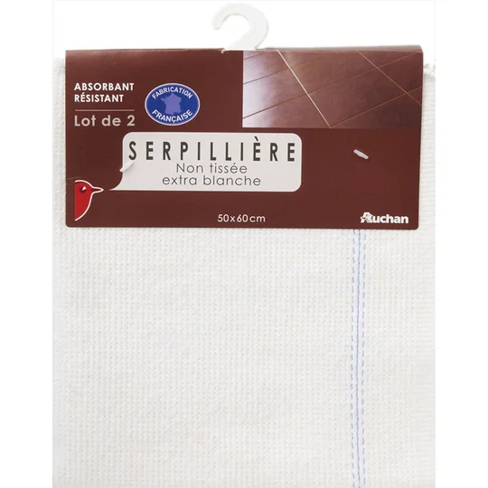 Serpillière non tissée extra blanche 50x60cm