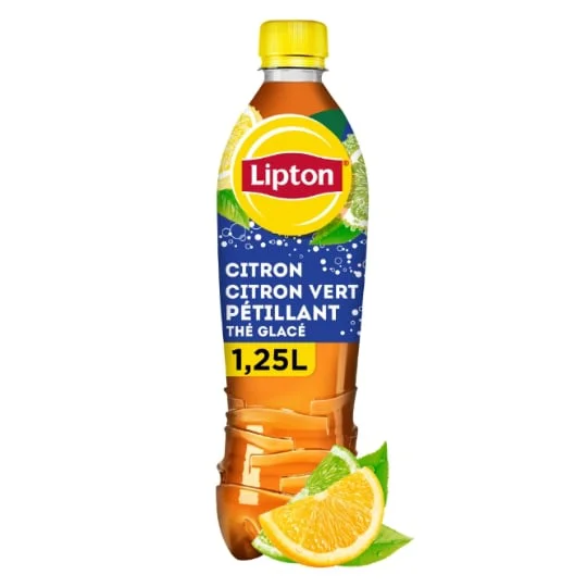 Boisson au thé glacé pétillant saveur citron et citron vert