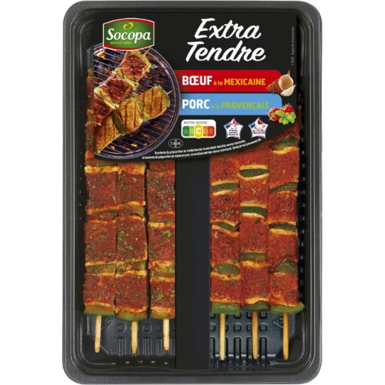 Brochettes boeuf et porc assaisonnées