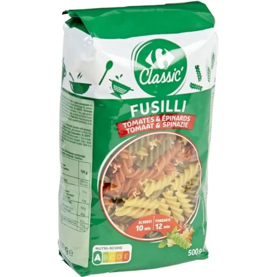 Pâtes Fusilli tomates & épinards
