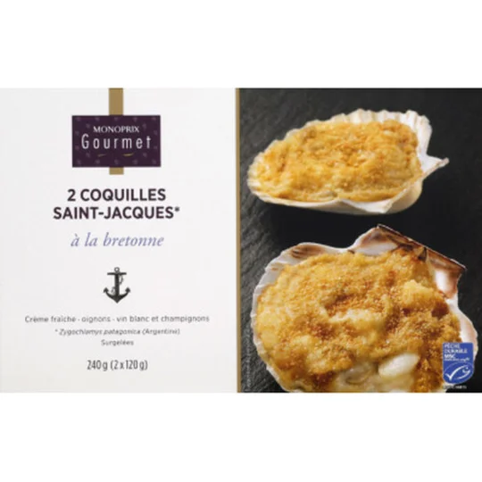 Coquilles Saint Jacques à la Bretonne, surgelées