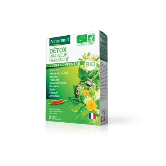 Complément alimentaire Bio Détox, draineur & dépuratif aux 9 plantes X20