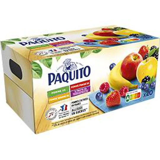 Compotes pomme/fraise/banane/5 fruits allégées en sucres