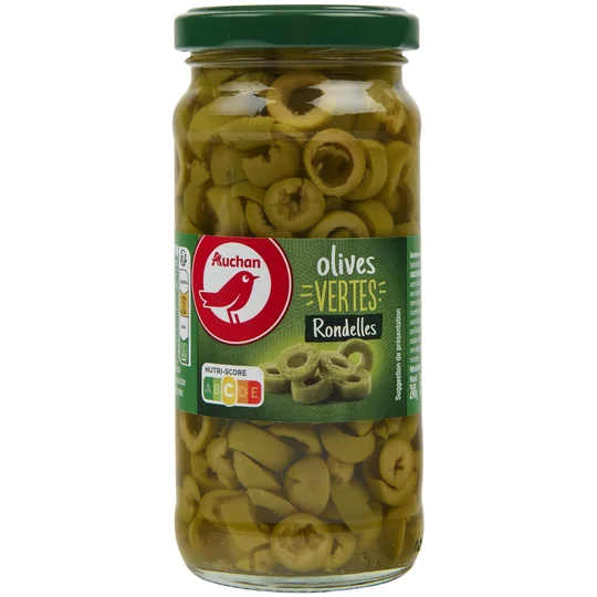 Olives vertes en rondelles spécial pizza et salades en bocal