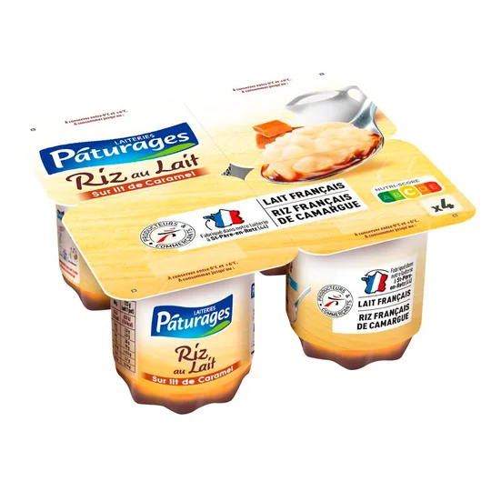 Riz au lait sur lit de caramel