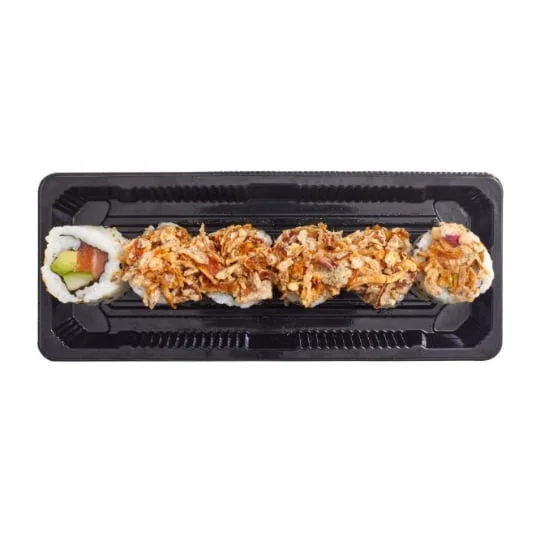 California saumon enroulés d'oignons frits sauce épicée