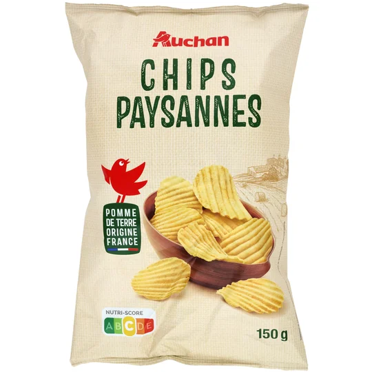 Chips paysannes ondulées nature à l'huile de tournesol