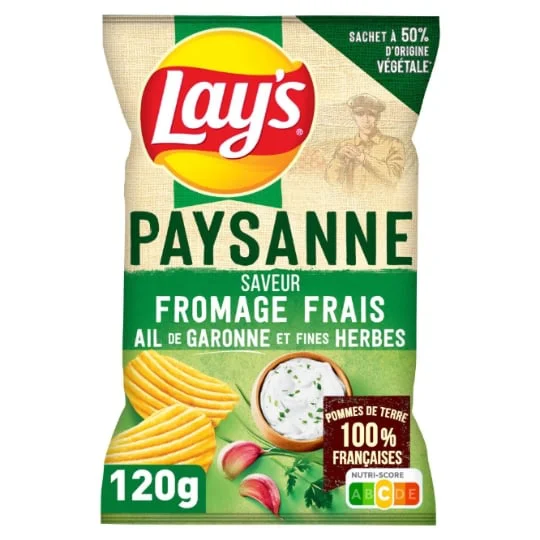 Chips recette paysanne saveur fromage frais, ail de Garonne et fines herbes