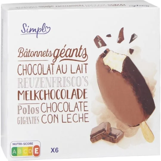 Glaces bâtonnets chocolat lait