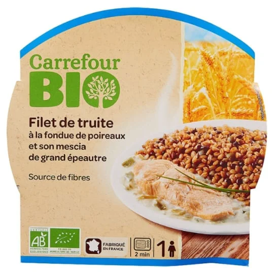 Plat cuisiné filet de truite et fondue de p