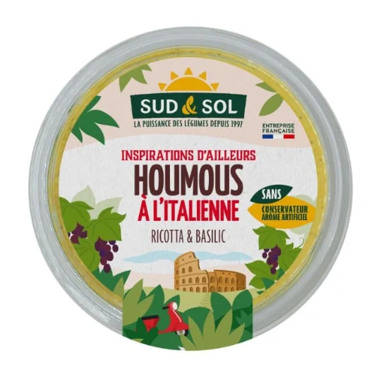 Houmous à l'italienne ricotta et basilic