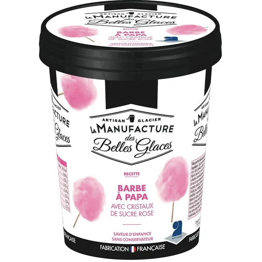 Glace à la barbe à papa avec cristaux de sucre rose