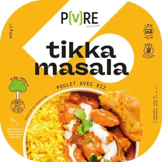 Plat cuisiné poulet riz tikka masala