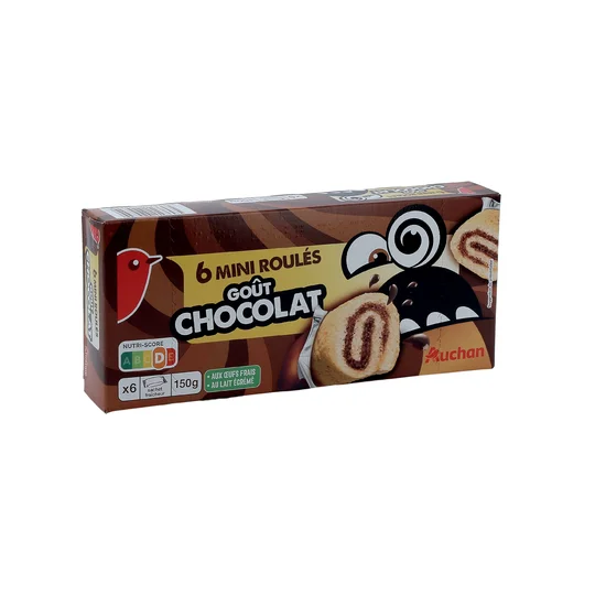 Mini roulés goût chocolat, sachets individuels