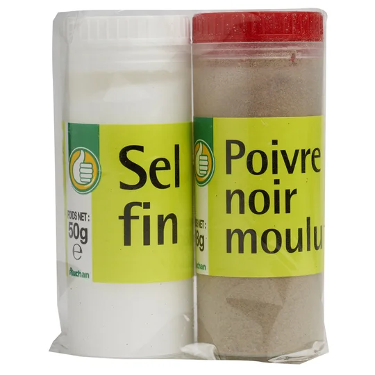 Duo de sel fin et poivre moulu