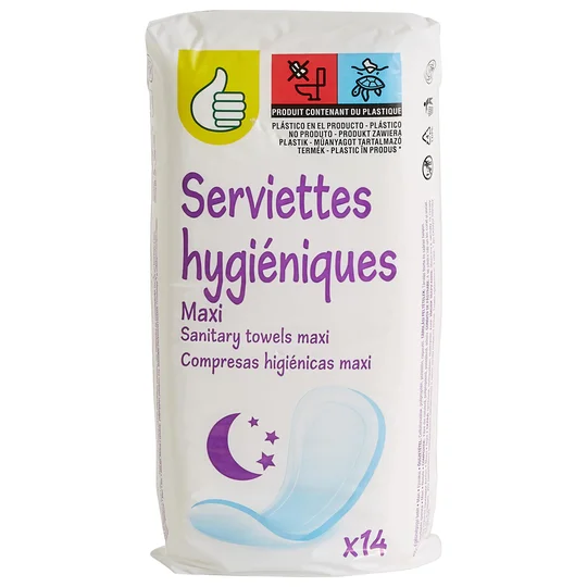 Serviettes hygiéniques nuit sans ailettes maxi