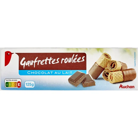 Gaufrettes roulées au chocolat au lait