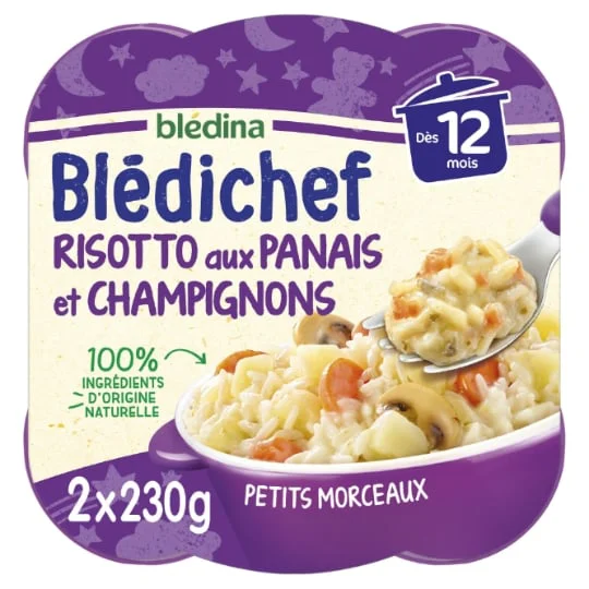 Plat bébé dès 12 mois risotto aux panais et champignons