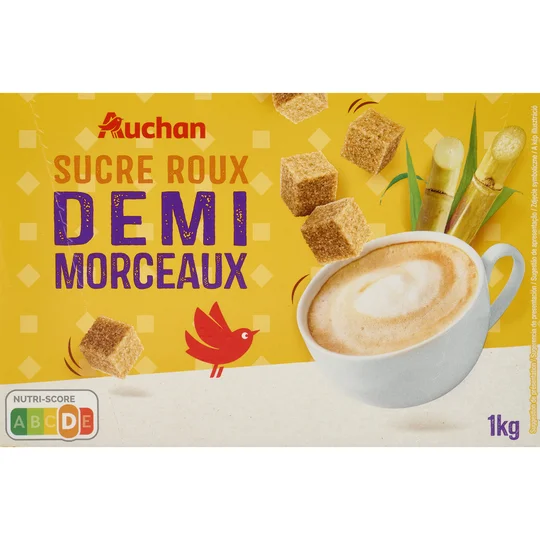 Sucre roux pure canne en demi-morceau