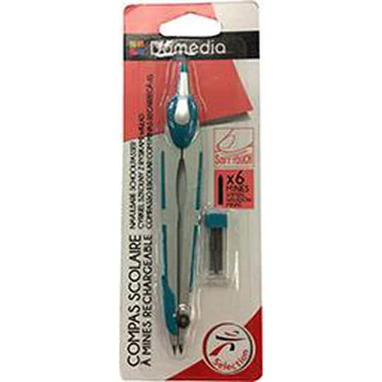 Compas scolaire à mines rechargeable (6 mines)