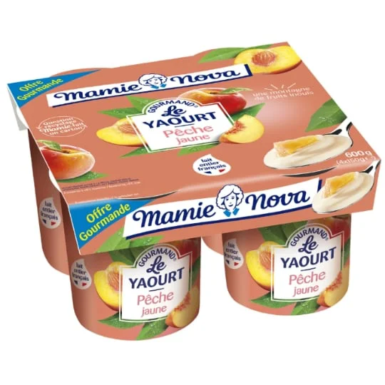 Yaourt gourmand à la pêche avec morceaux