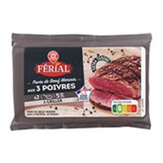 Viande Bovine Française : Pavé marinés 3 poivres x2