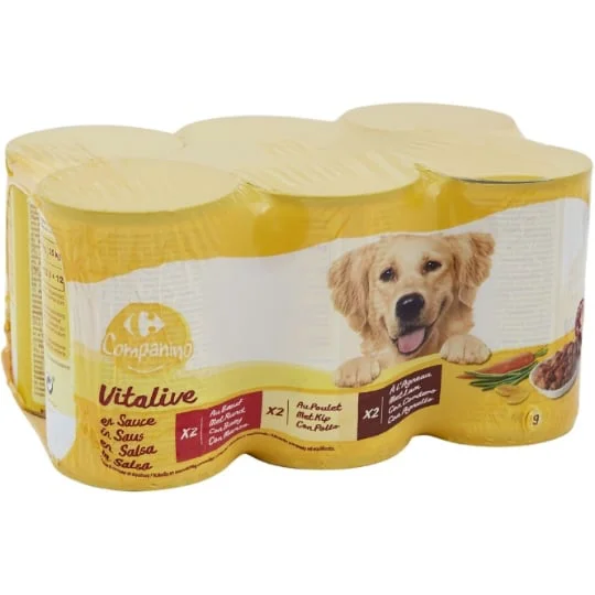 Pâtée pour chien en sauce aux viandes