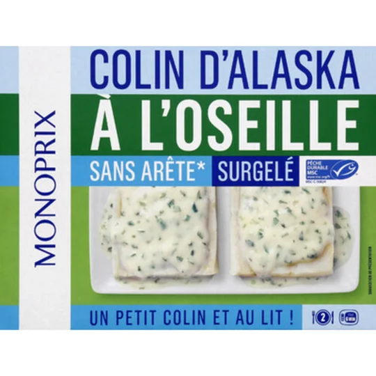 Colin d'Alaska à l'oseille, surgelé