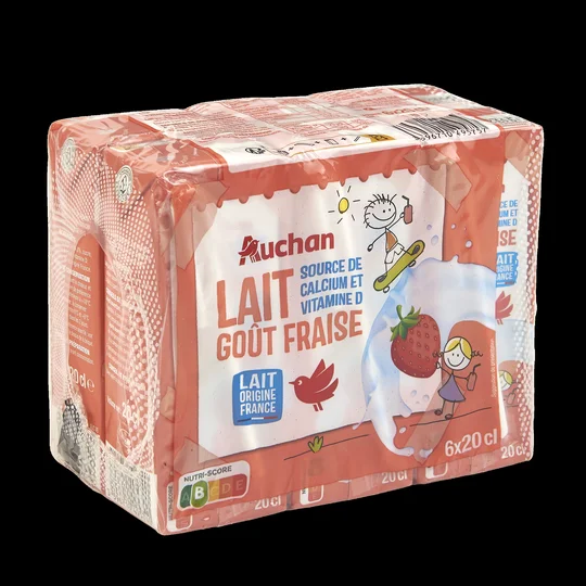 Lait goût fraise brique