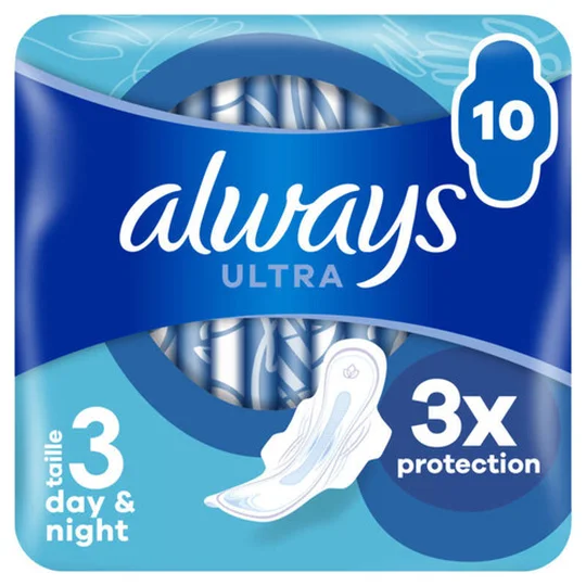 Ultra serviettes jour et nuit taille 3 ailettes x10 serviettes