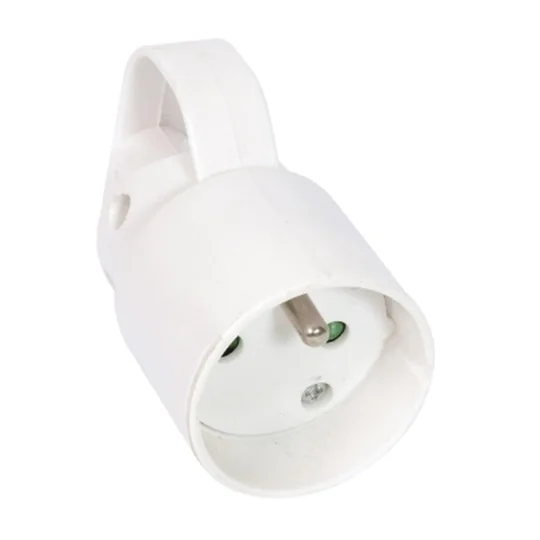 Fiche femelle 16A + T avec anneau crochet - protection enfant - blanc