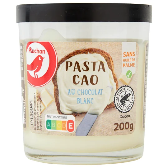 Pâte à tartiner au chocolat blanc sans huile de palme