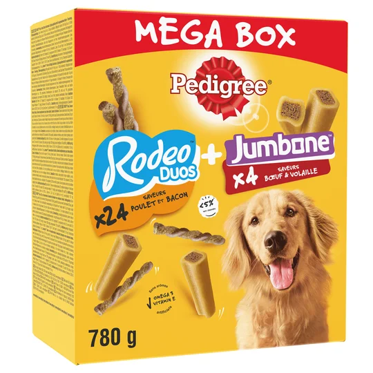 Mega box de friandises récompenses rodeo duo et jumbone pour chien