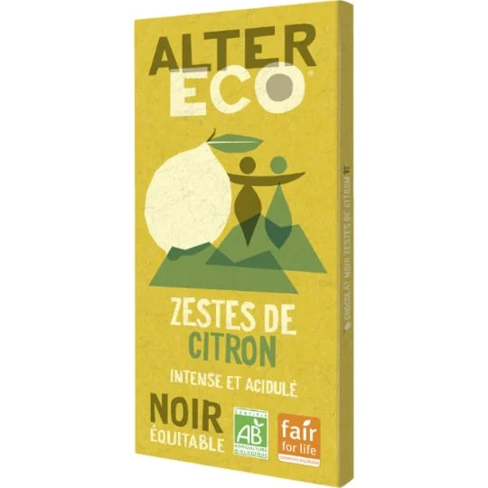 Chocolat bio noir zestes citrons