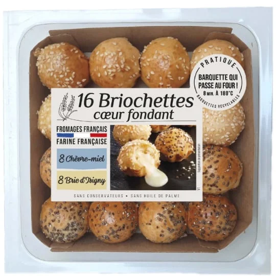 Briochettes coeur fondant brie chévre et miel
