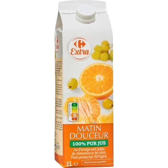 Jus de fruits orange clémentine raisin