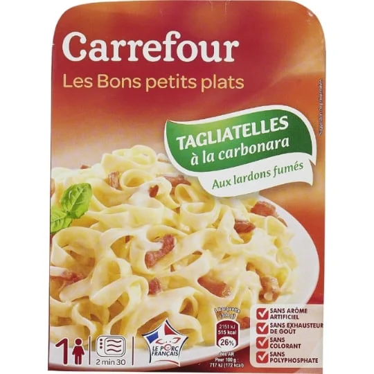 Plat cuisiné tagliatelles à la carbonara