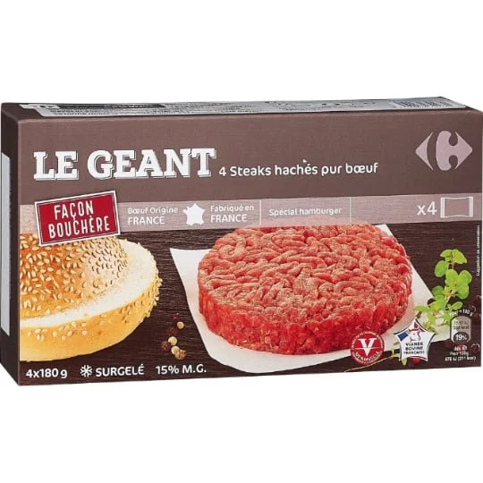Steaks hachés Le Géant façon bouchère 15% MG