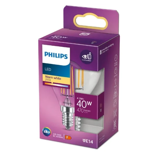 Ampoule LED E14 Standard Filement Blanc-chaud 40W x1